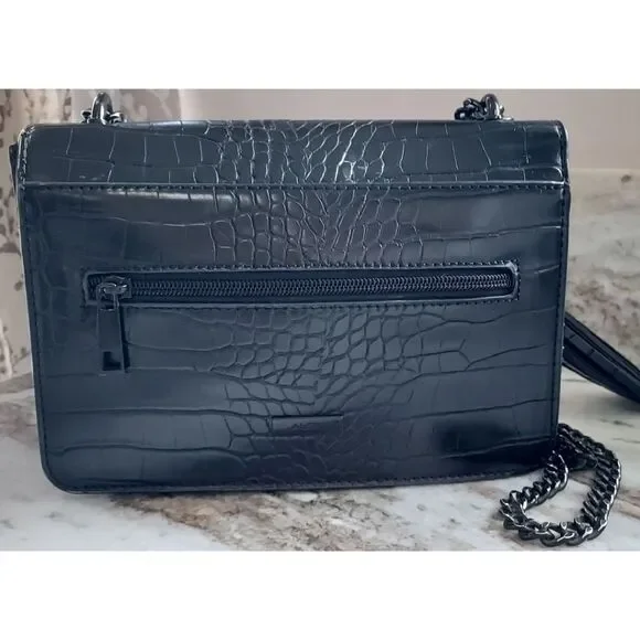 Elegant ALDO Black Croc Handbag/Crossbody - Picture 2 of 12